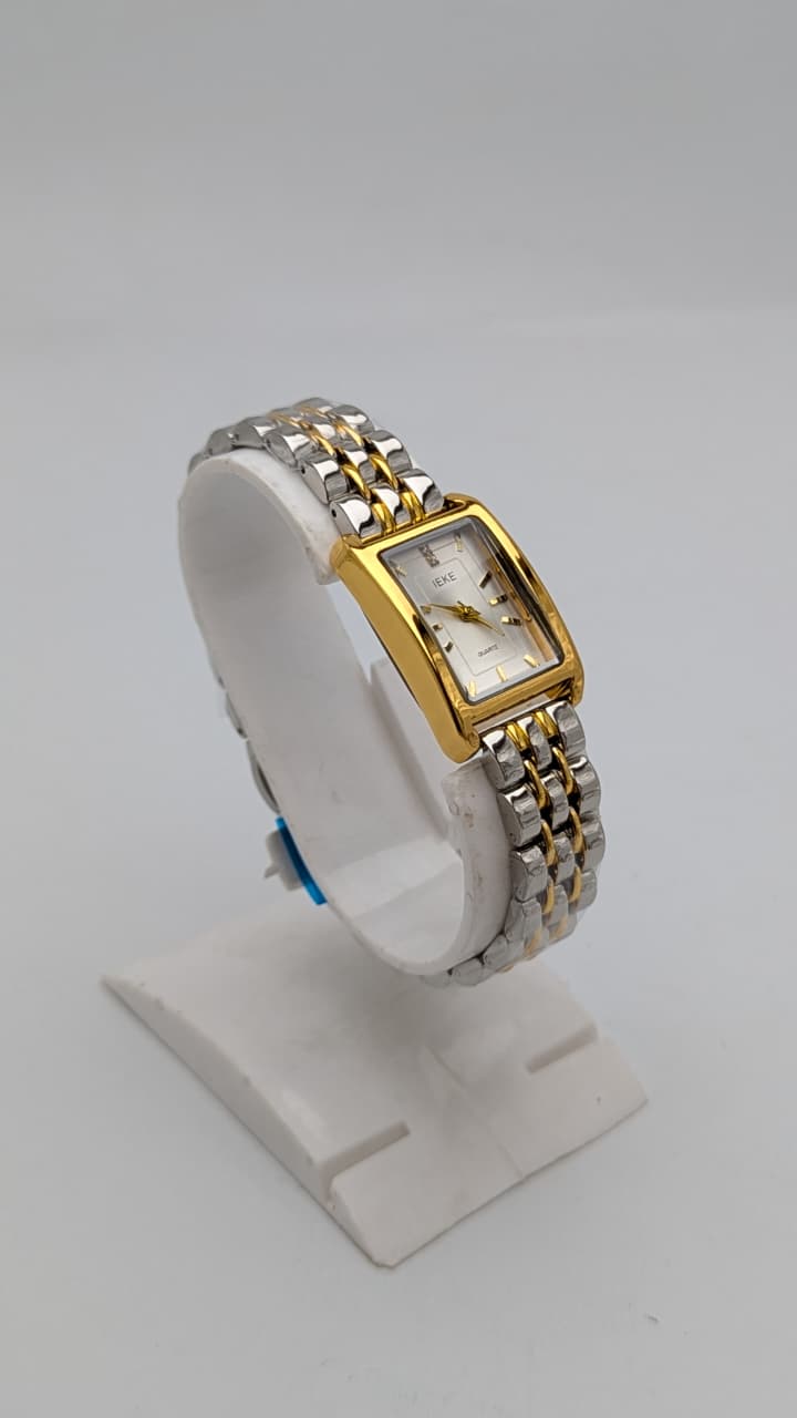 IKME Two-Tone Gold & Silver Rectangular Bracelet Watch