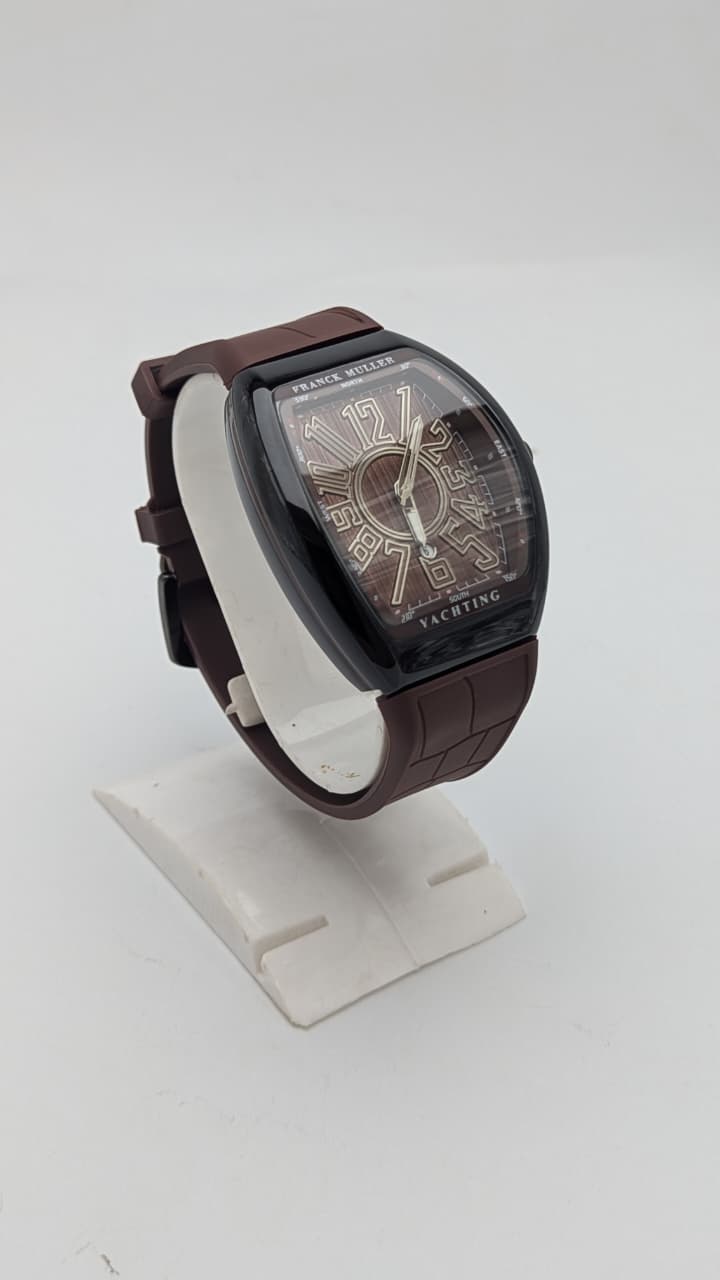 Franck Muller Tonneau Style Fashion Watch in Black & Brown