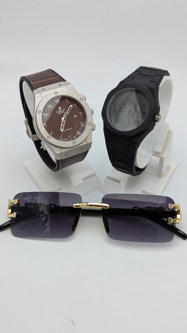 Men’s Combo Deal – Hublot Style Watch, Black Watch & Smart Eyes Glasses