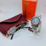 Men’s Premium Combo Deal – Perfume, Solar Cheetah Glasses & Seastar GMT Watch - Silver